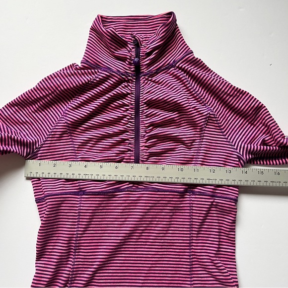 Ivivva Run Your Heart Out Pullover 1/2 Zip Pink Purple Surge MVP Stripe Sz 12 - Picture 3 of 12